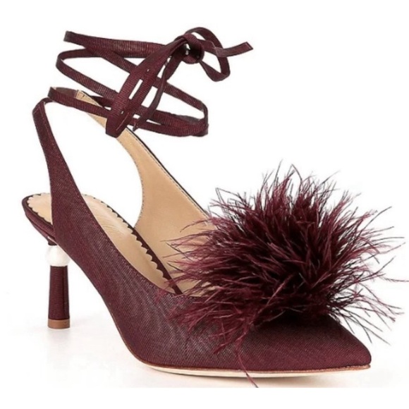 Antonio Melani x Nicola Bathie Claire Feather Ankle Wrap Heels - Picture 1 of 13